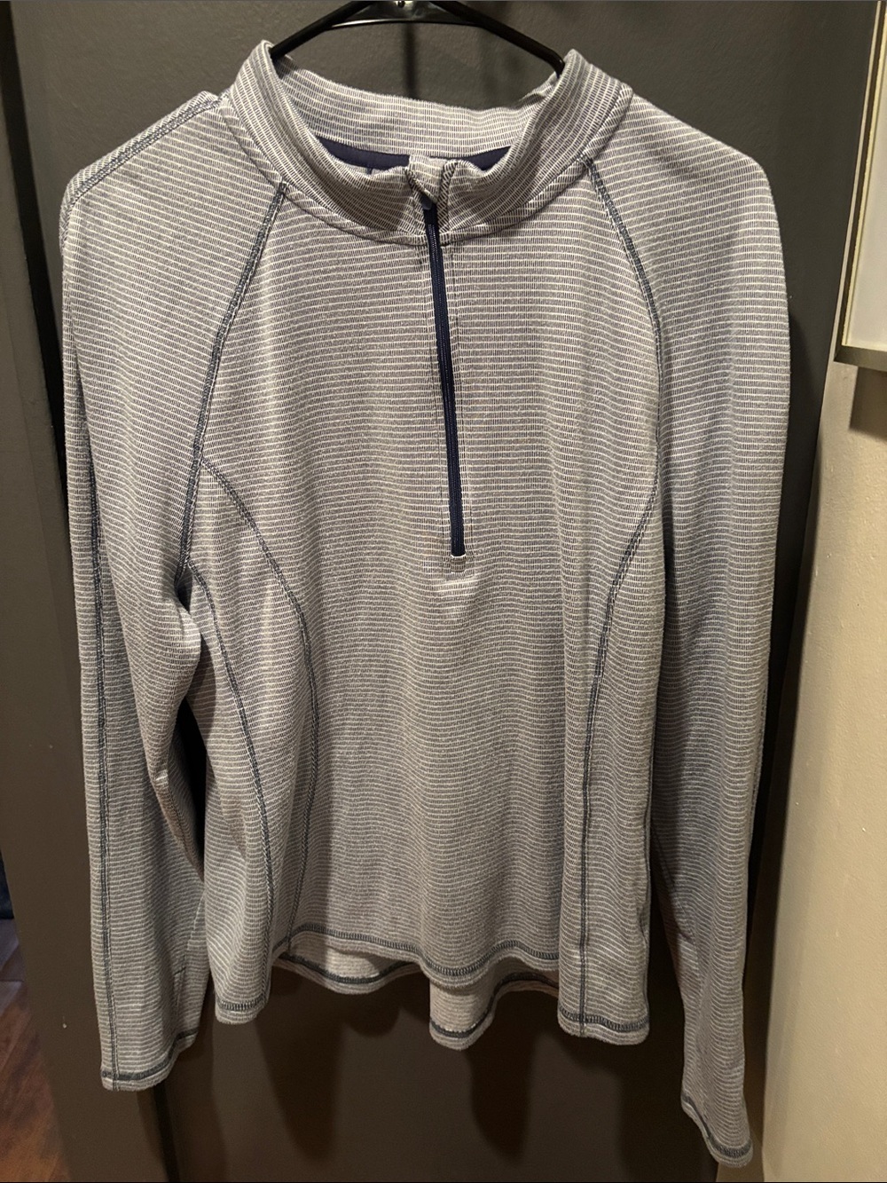 Avalanche Light Gray Half-Zip Jacket with Navy Trim